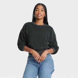 Universal Thread Women's Textured Fleece Crew Sweatshirt Dark Gray Size XXL